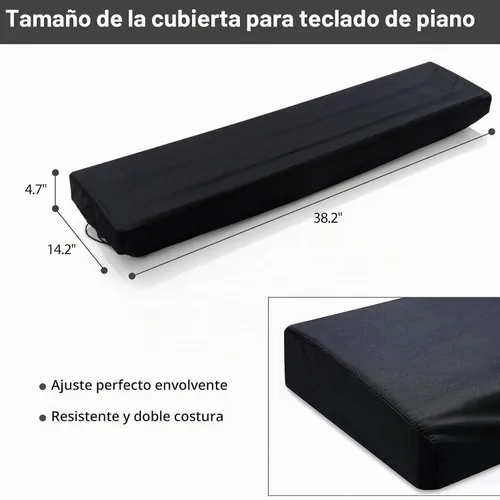 Vista 4 de Cubierta antipolvo para teclado de piano de 88 teclas, ajustable, a