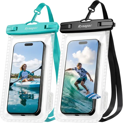 Vista 19 de Rynapac Funda impermeable para teléfono [hasta 8.5 pulgadas], paquete de 2, funda impermeable IPX8 con cordón para iPhone 17, 16, 15 Pro Max
