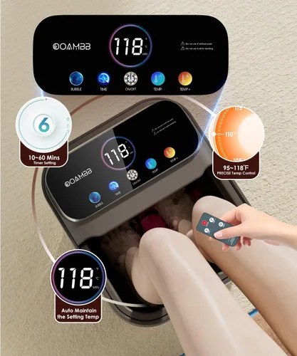Vista 4 de OOAMBB Baño de spa de pies plegable con control remoto, calor, burbuja Mattegray