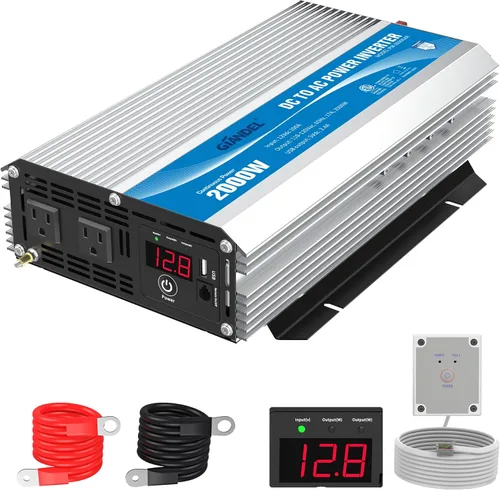 Vista 8 de Inversor de corriente de 300 W DC 12 V a 110 V AC inversor de coche con adaptador de coche USB dual 4.8A con pantalla LED
