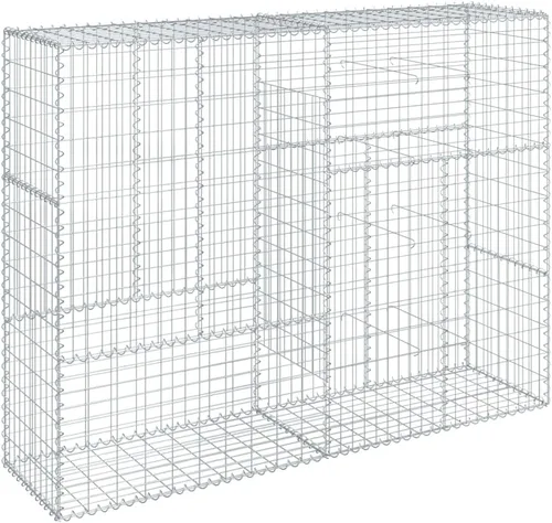 Vista 85 de vidaXL Cesta de gavión con tapa, 39.4 x 19.7 x 39.4 pulgadas, hierro galvanizado rectangular, resistente a la intemperie, montaje sin herramientas