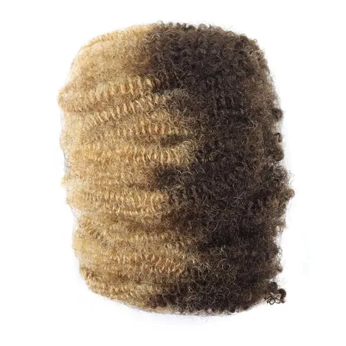 Vista 2 de HAPPY&CC Afro Kinkys - Extensiones de cabello humano a granel para extensiones de rastas de 10 pulgadas, 1.76 onzas, #4, color marrón degradado a