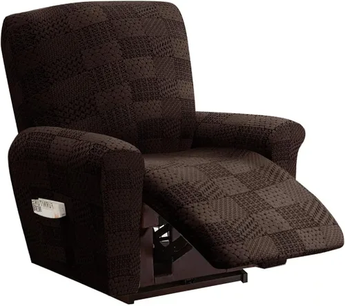 Vista 7 de vctops 10 fundas geométricas para sofá reclinable copetudo, suaves, elásticas y suaves de 4 asientos, funda antideslizante para sofá, protector