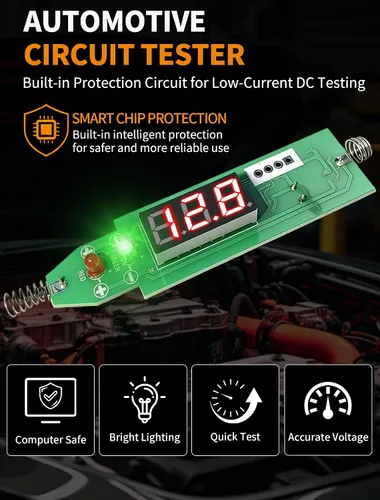 Vista 6 de Luz de prueba automotriz con voltímetro, probador de circuito digital