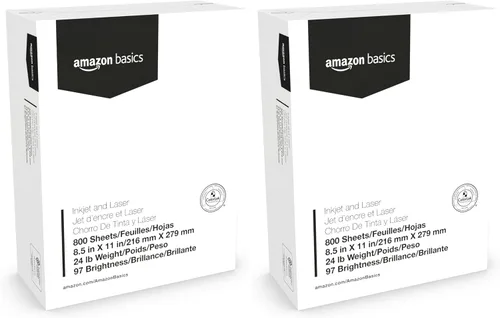 Vista 8 de Amazon Basics - Papel de copia multipropósito para impresora (blanco brillante 96, 8.5 x 11 pulgadas, 1 resma (500 hojas)