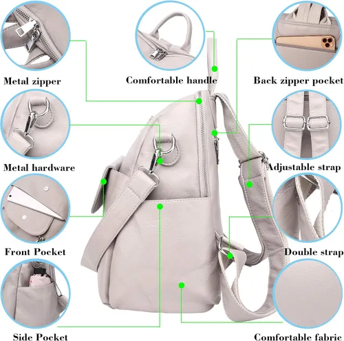 Vista 6 de Mochila de moda para mujer impermeable bolsa de viaje bolsa de hombro convertible para mujer