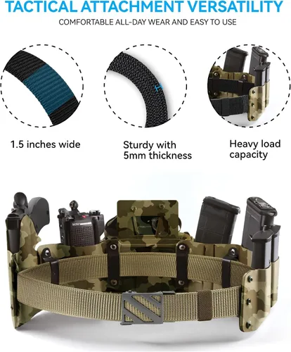 Vista 3 de YOETEY Ratchet Tactical Belt for Men - 1.5" Military Nylon Web Belts for Heavy Duty Work - Slide Buckle Fit Pants Hueco brillante - Negro