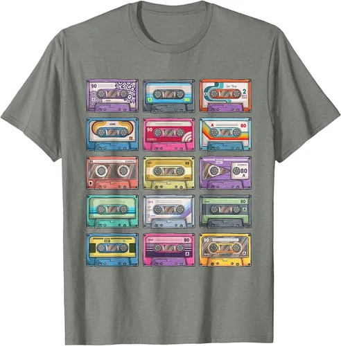 Vista 37 de Vintage Cassette Tapes Collection 80's 90's Music Mixtape T-Shirt Asphalt Grey