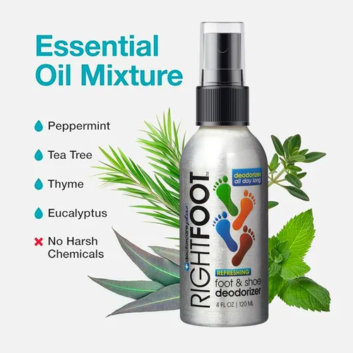 Vista 3 de #1 Spray desodorante para pies y zapatos - Natural y 100% seguro más eficaz para todos los zapatos y pies - Menta fresca y árbol de Té desodorizador