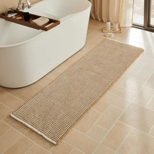 Vista 120 de Triohero Tapete de baño con diseño de gofre, tapete de baño pequeño y bohemio, antideslizante, lavable, ultra suave, súper absorbente, de secado
