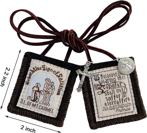 Vista 2 de Escapularios católicos, paquete de 3 collares católicos de escápulos católicos a granel de Escapularios Católicos Escapulario Católico Regalo