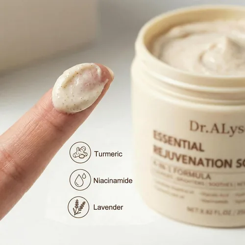 Vista 2 de Essence Exfoliante revitalizante con cúrcuma ácido glicólico niacinamida tratamiento para pieles sensibles, exfoliante suave y cremoso de lavanda