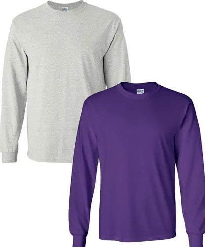 Vista 88 de Gildan - Camiseta de algodón y de manga larga para hombre, modelo G2400 (1) verde irlandés + (1) negro