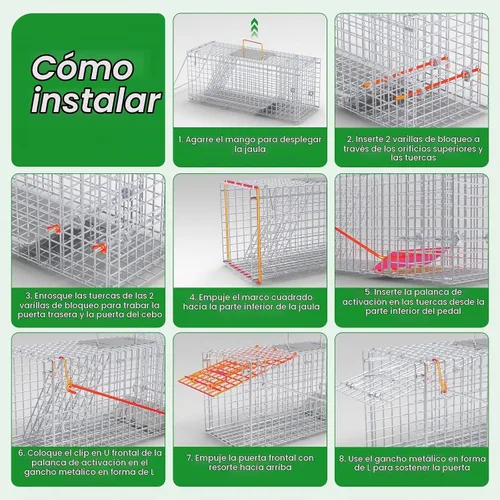 Vista 7 de Trampa de jaula de animales vivos de 26 pulgadas, trampas plegables