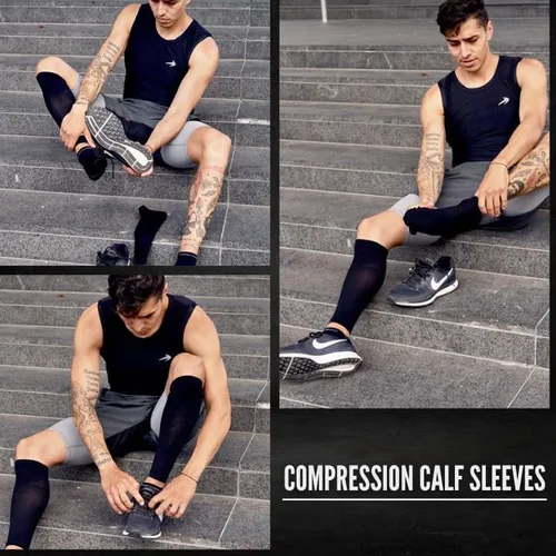 Vista 2 de CompressionZ Calf Compression Sleeves for Men & Women Running Shin Splint Support - Footless Socks Varicose Pain Relief