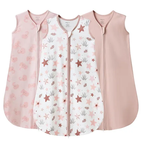 Vista 9 de JELLYMONI Saco de dormir para bebé de 0 a 6 meses, 100% algodón, paquete de 3, 0.5 TOG, manta vestible para bebé, saco de dormir para bebé