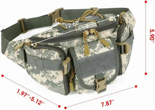 Vista 2 de Riñonera táctica militar impermeable WR para escalada al aire libre, pesca, correr, caza, compatible con iPhone 8 7 7 plus (camuflaje ACU)