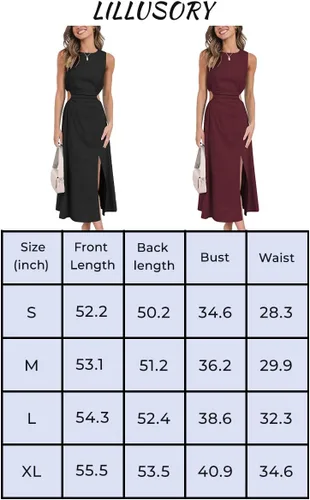 Vista 6 de LILLUSORY Vestido largo sin mangas de lino y algodón con abertura para mujer