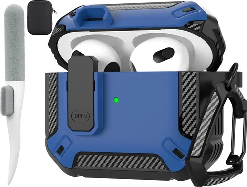 Vista 11 de Maxjoy Funda para AirPods Pro 3 2025, MagSafe compatible con bloqueo automático, funda protectora a prueba de golpes con soporte para teléfono