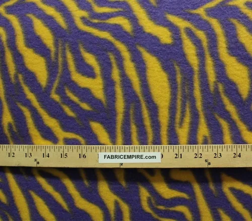 Vista 2 de Tela polar impresa Anti Píldora Zebra Púrpura Fondo Amarillo