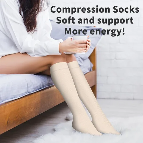 Vista 4 de COOLOVER - 6 pares de calcetines de compresión con cobre para mujeres y hombres, el mejor soporte para correr, atletismo, enfermería, viajes