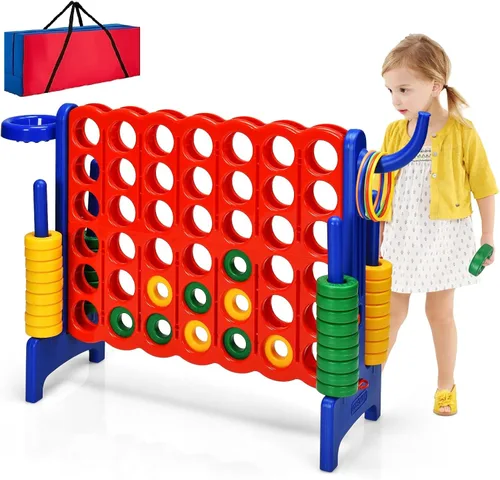 Vista 14 de AKUSTIK Juego de conexión gigante al aire libre, 4 en una fila, Jumbo 4 para marcar juego de conexión para niños y adultos, fiesta familiar, patio