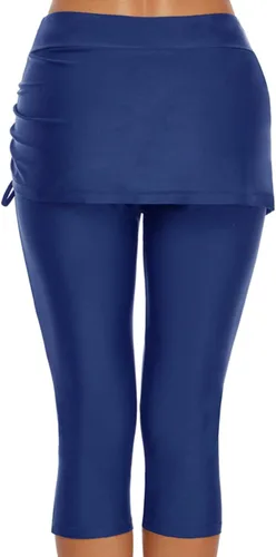 Vista 4 de Pantalones de natación Capris para mujer Pantalones de natación Color sólido conservadores de cintura alta entrenamiento