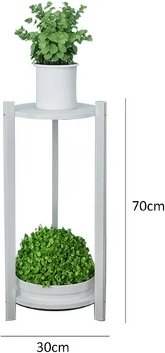 Vista 2 de Diseño de doble capa interior de soporte de flores,Soporte de maceta de madera maciza,Sala de estar Balcón Planta Soporte impermeable a prueba