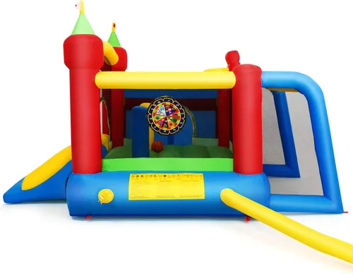 Vista 9 de COSTWAY Casa inflable de la despedida de los niños juega la diapositiva de salto del castillo de la bola con el soplador de 480W