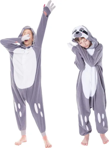 Vista 3 de Spooktacular Creations Child jumpsuit Pajama Plush One Piece Sloth Animal Costume Unisex