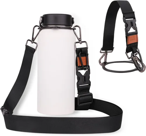Vista 9 de WK IEASON 2 in 1 Water Bottle Handle Strap Carrier with Shoulder Strap for Hydro Flask Wide Mouth 12oz-64oz, Adjustable Water Bottle Sling Holder