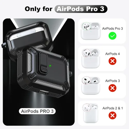 Vista 2 de RFUNGUANGO Funda protectora para AirPods Pro de 3ª generación con kit de limpieza, funda rígida militar con bloqueo para AirPod Pro 3ª