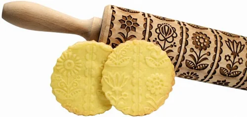 Vista 12 de Rodillo de Repostería con Relieve de LADRILLOS. Rodillo para Masa Grabado con Láser con Patrón de Pared para Galletas en Relieve o Cerámica por