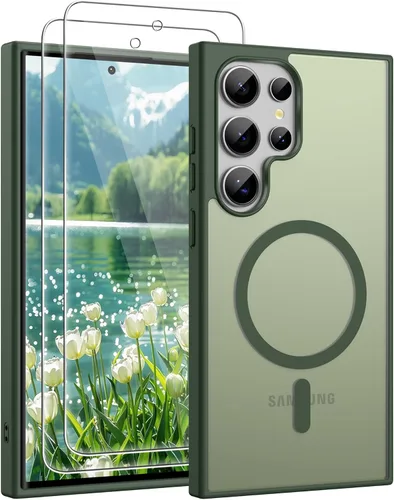 Vista 156 de Gritup Funda para Samsung Galaxy S23 con 2 protectores de pantalla (compatible con MagSafe) (protección de grado militar), delgada, translúcida Negro