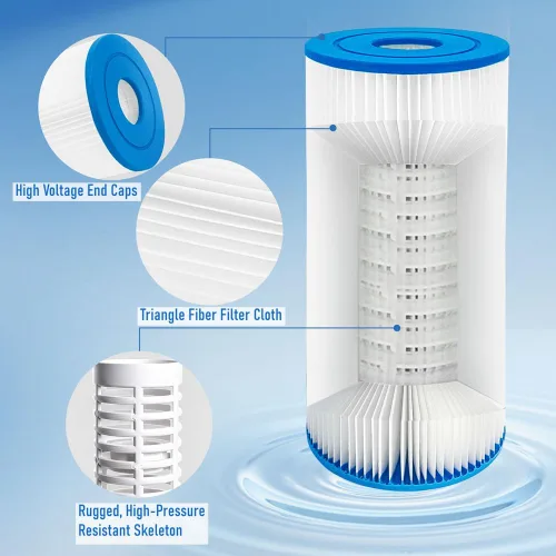 Vista 4 de Cartucho de filtro de piscina tipo B compatible con bomba de filtro in-tex de 2500 GPH para piscinas sobre el suelo, cartucho de filtro de piscina