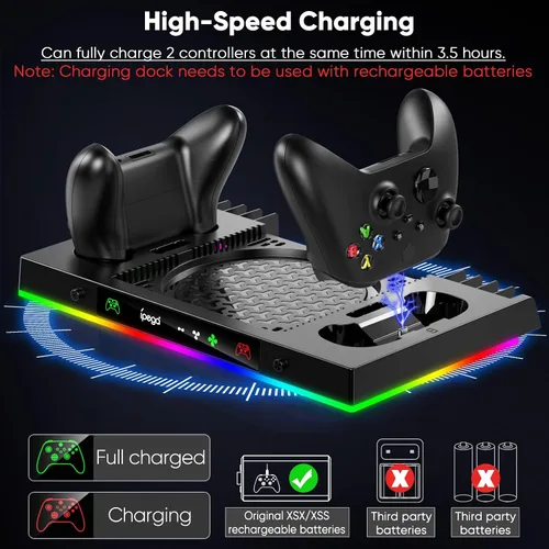 Vista 4 de Soporte de ventilador de refrigeración para Xbox Series X con luces RBG