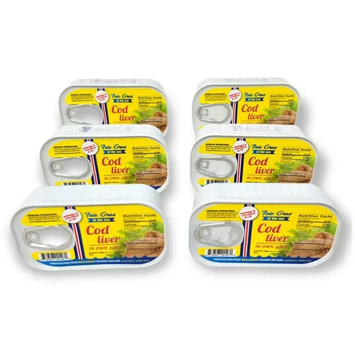 Vista 3 de Foie Gras of the Sea Hígado de bacalao islandés – Hígado de bacalao enlatado capturado en la naturaleza en aceite propio, 4.3 onzas (paquete de 6)