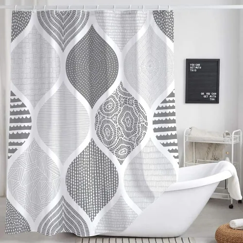 Vista 34 de JAWO - Cortina de ducha negra y blanca para cámper RV para baño de remolque de viaje, juego de cortinas de ducha de tela pequeñas, estrechas
