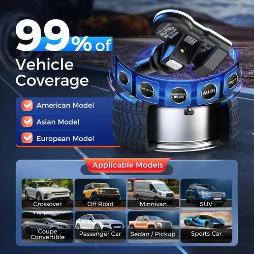 Vista 4 de Autel TPMS - Juego de 4 sensores MX-Sensor 2 en 1, 315 MHz+433 MHz, vástago de goma universal programado por TS408 TS508 WF TS601 TS608 MK808TS