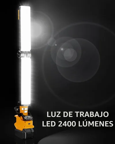 Vista 6 de DTEZTECH Luz de 20 V para batería de iones de litio Dewalt de 20 V, linterna de 30 W 2400 lúmenes con ganchos y clips de montaje integrados, luz