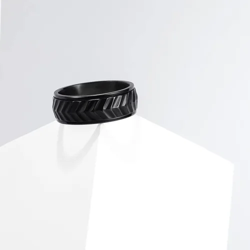 Vista 35 de King Will Anillo de ansiedad giratorio para hombre, color negro, plateado, dorado, 0.315 in, cadena de malla de alambre de acero inoxidable, malla