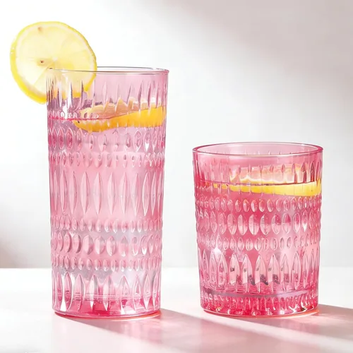 Vista 11 de Loivttvv Glassware - Juego de 8 vasos altos de 14 onzas y vasos de vidrio acanalado de 10 onzas, cristalería vintage para agua, jugo, cóctel