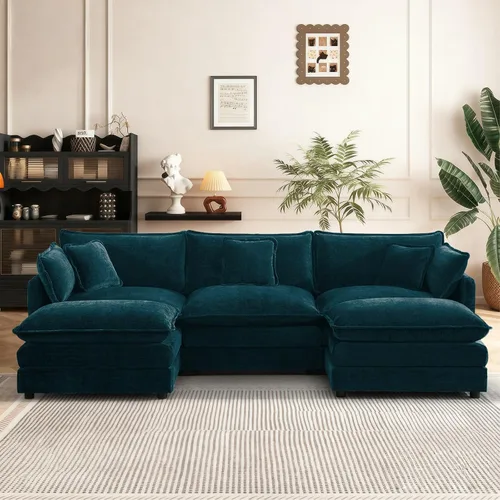 Vista 39 de Sofá seccional modular convertible de 76.7", sofás de dos plazas de chenilla con asiento profundo y cojines tipo loveseat para sala de estar, Beige