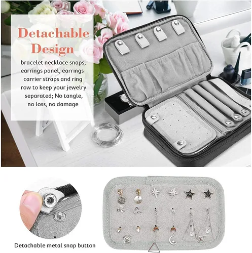 Vista 3 de ProCase Estuche organizador de joyas de viaje para mujeres y niñas, paquete con joyero organizador para mujeres y niñas