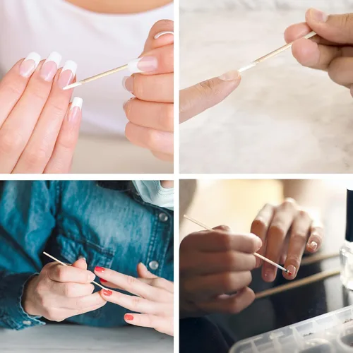 Vista 6 de Eyxformula 1000 unidades de hisopos de algodón puntiagudos, bastoncillos de algodón de 4 pulgadas para microblading con palos de madera, suministros