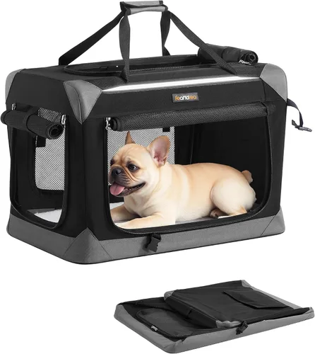 Vista 14 de Feandrea Collapsible Soft Dog Crate, Portable Travel Carrier, 24 Inches Negro