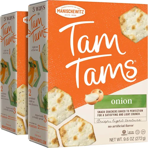 Vista 5 de Manischewitz Galletas Tam Tam Everything de 9.6 onzas (paquete de 2), textura crujiente y ligera, horneadas a la perfección