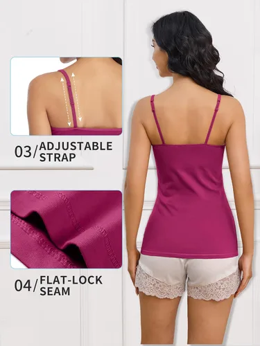 Vista 9 de Camisa Attraco de algodón, con tirantes estilo espagueti, con brasier incorporado, 2 paquetes, para mujer