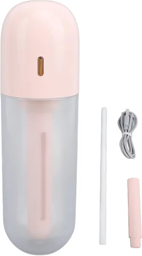 Vista 6 de Asixxsix Mini humidificador portátil, 3.4 fl oz de niebla fría, recargable por USB, humidificador personal de viaje para oficina, dormitorio, Rosa