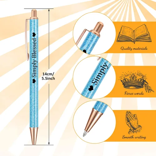 Vista 3 de Jeyiour 12 bolígrafos divertidos para adultos, elegantes inspiracionales con purpurina con mensajes motivacionales, bolígrafos bonitos para oficina